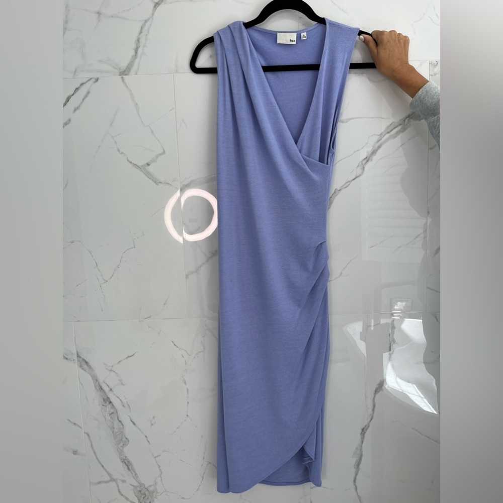 Wilfred blue midi side scrunch dress